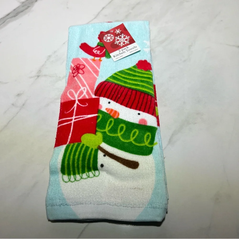 2 PACK KITCHEN TOWELS SNOWMAN X-DECORATION